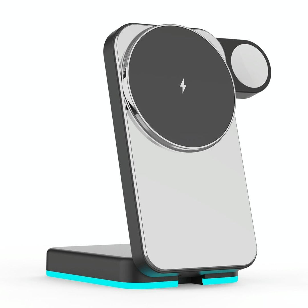 Foldable 3 In 1 Rgb Led Wireless Charger - Black