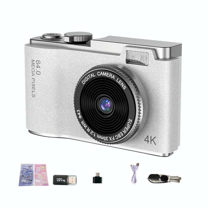 Retro Kids Camera With Dual-Lens 4K Hd Ccd - 2.4 Inch - White