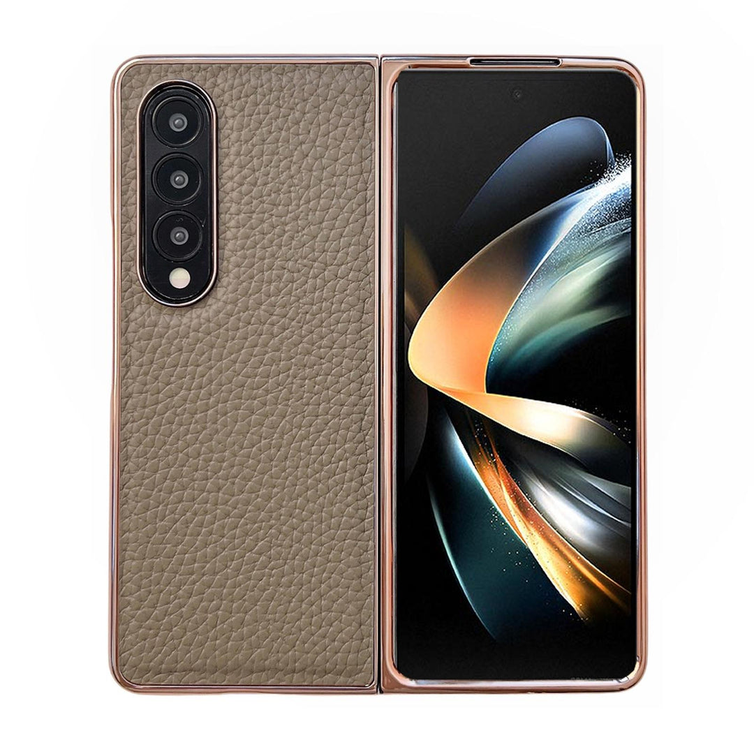 Star Series Nano Electroplating Pu Case for Samsung Galaxy z Fold 4 - Elephant Grey