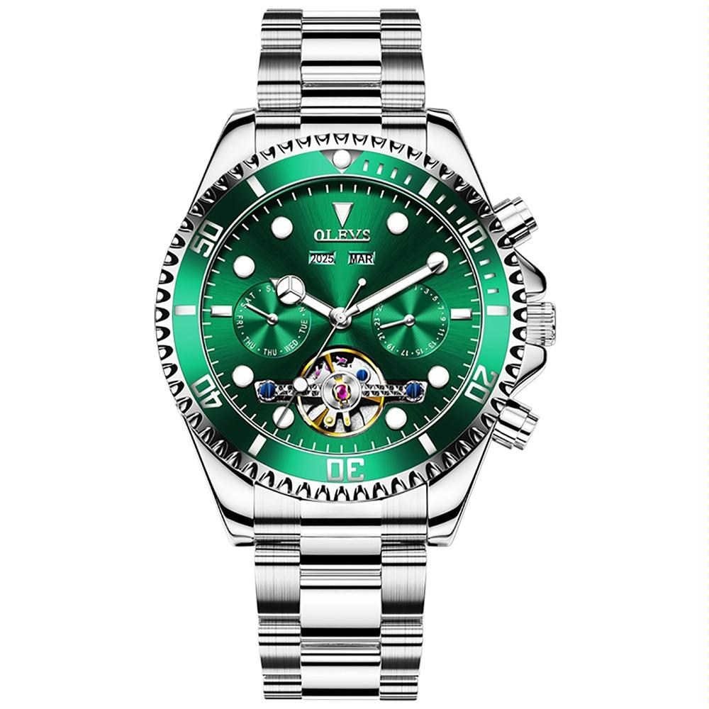 Waterproof Mechanical Watch for Men - Multifunctional - Green