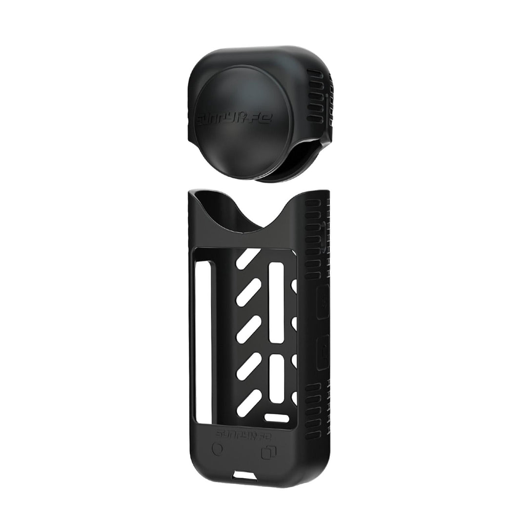 Silicone Shockproof Case and Lens Cover for Insta360 X4 by Sunnylife - Black - Lens Body Cover Kit