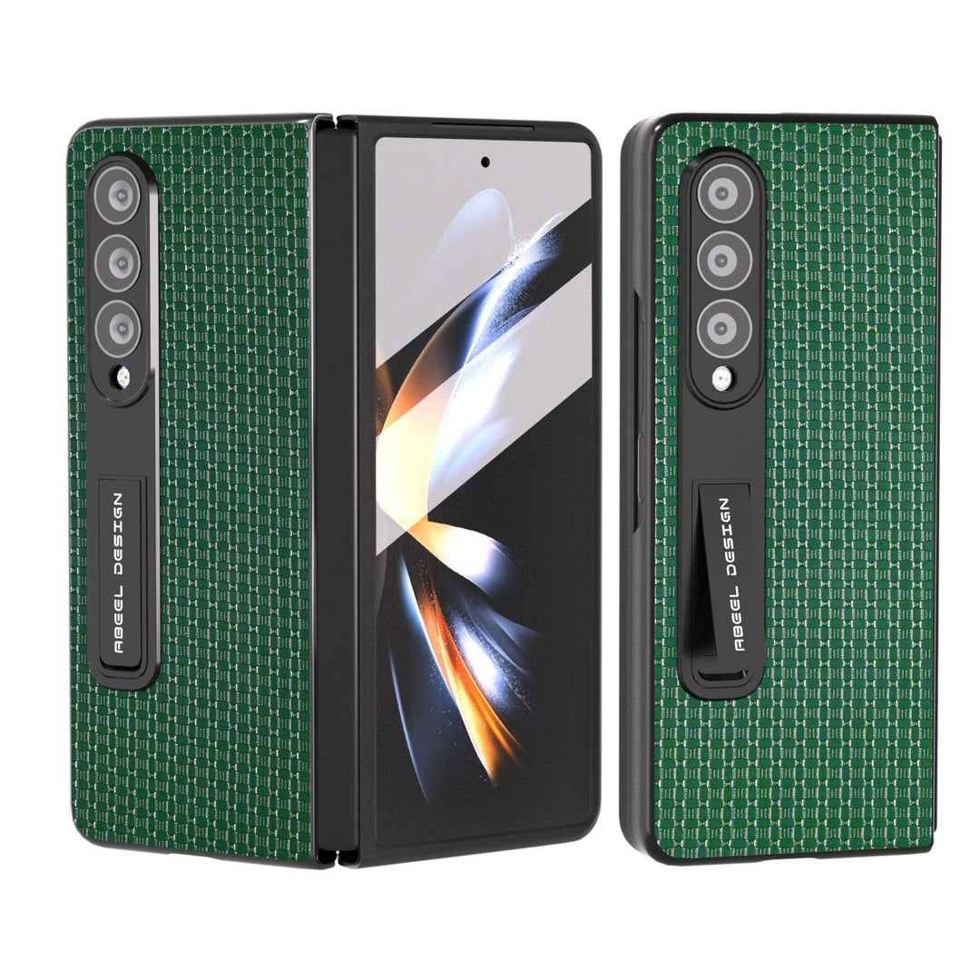 Premium Leather Phone Case with Holder for Samsung Galaxy z Fold 4 / 5g - Luxury Design - Night Green