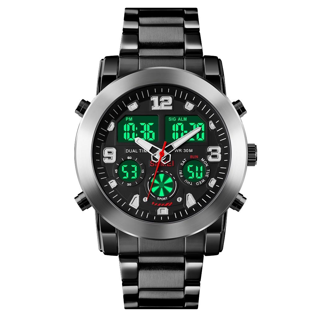 Triple Display Luminous Digital Watch - 1642 - Silver