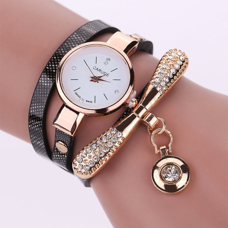 Stylish Leather Band Watch for Women - Casual Design - Black