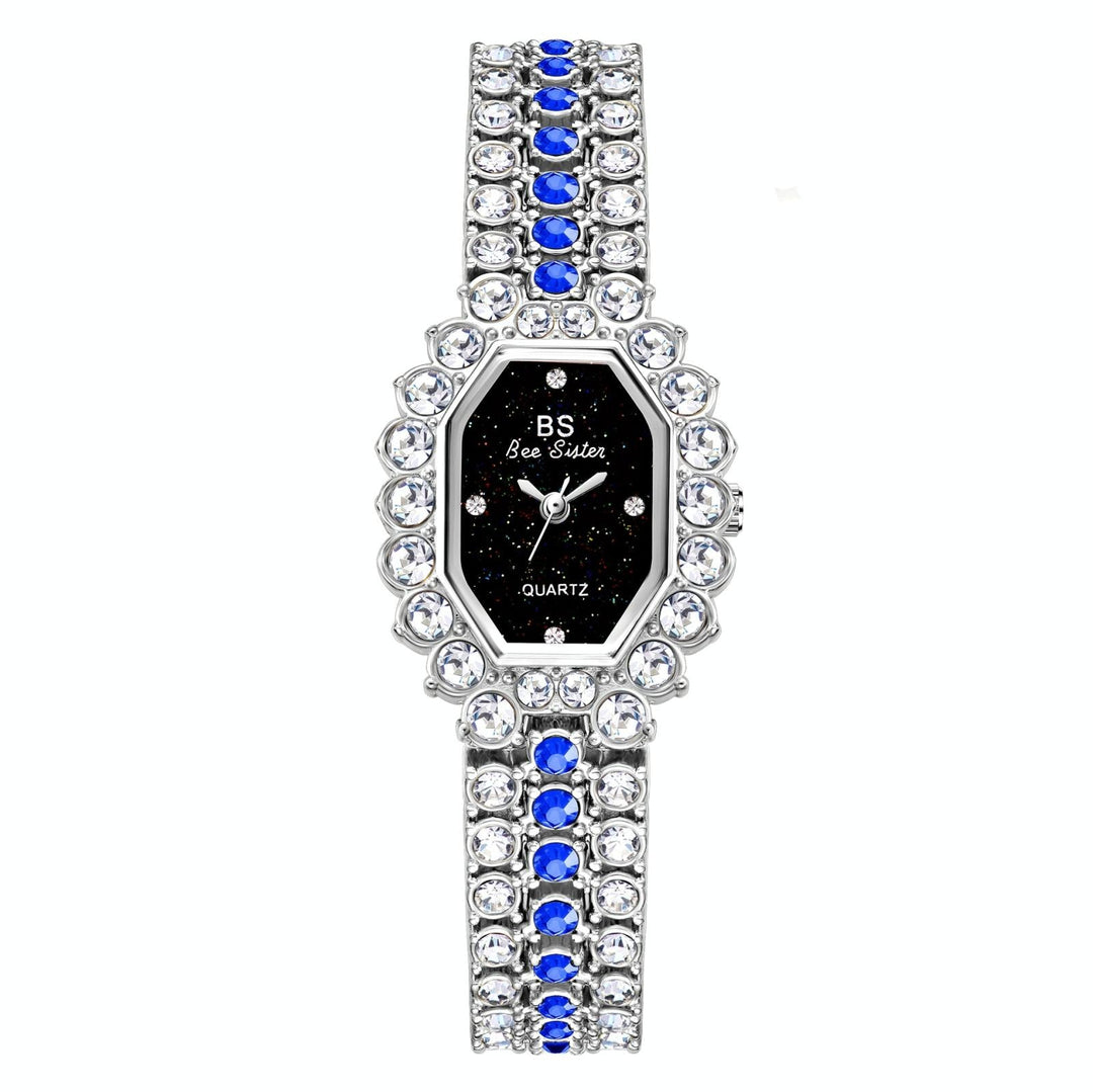 Sparkling Full Diamond Women Watch - Niche Glitter - Silver Blue