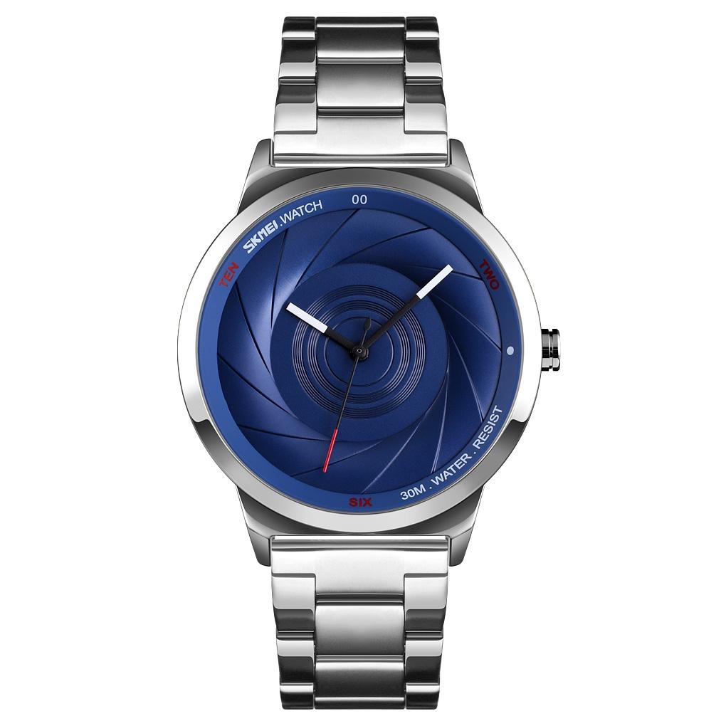 Stylish Waterproof Gold Quartz Watch for Men - Silver Blue