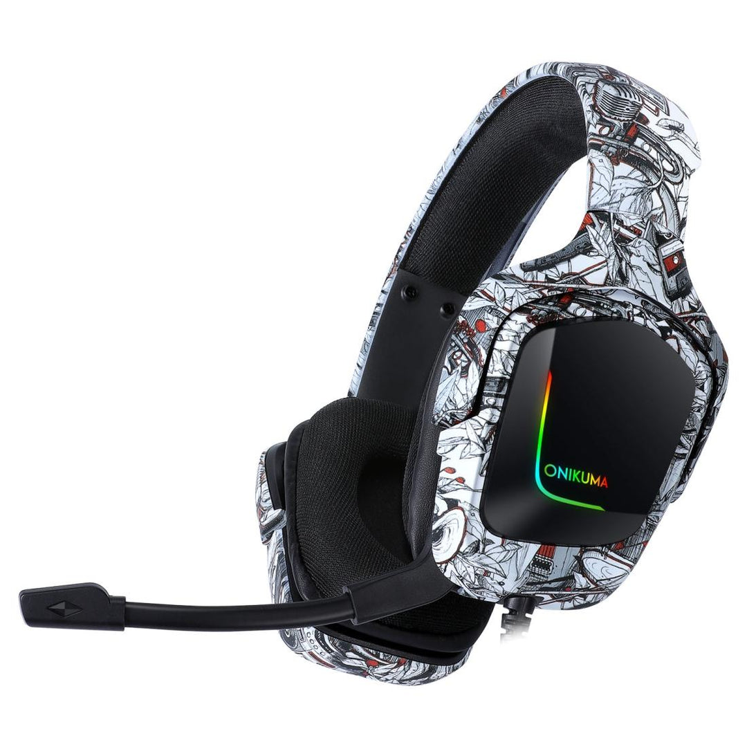 Surround Sound Pc Gaming Headset With Mic & Rgb - Red Gray