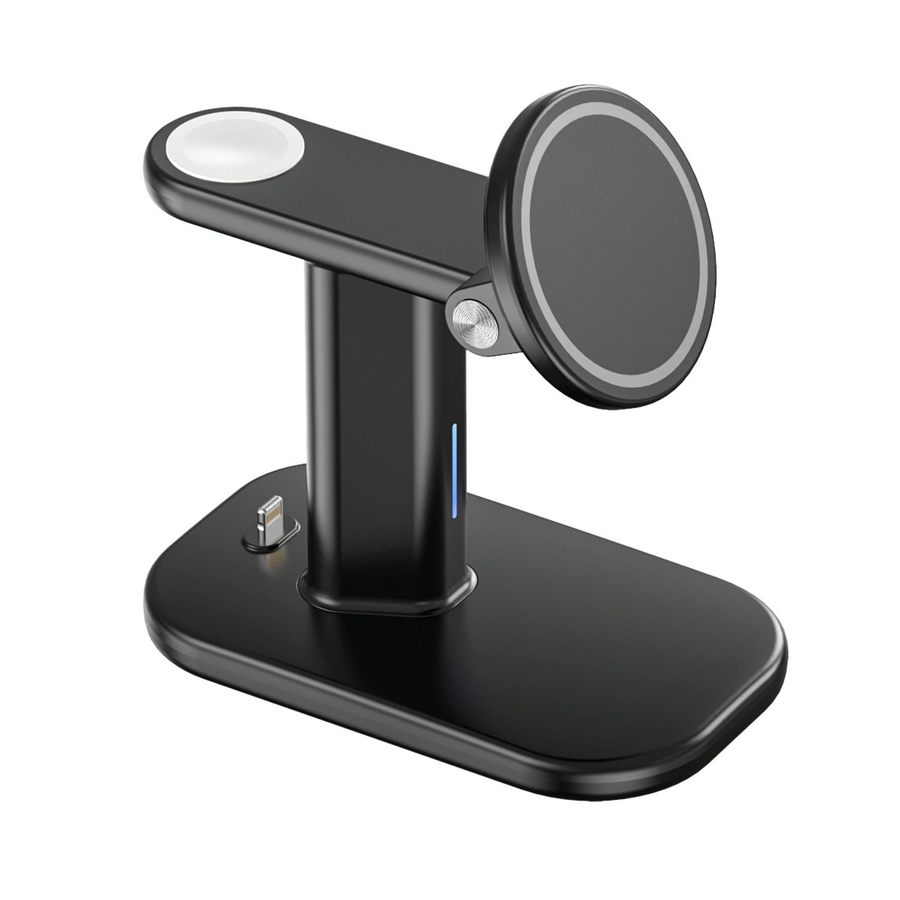 3 In 1 Magnetic Wireless Charger Stand 15W - Black