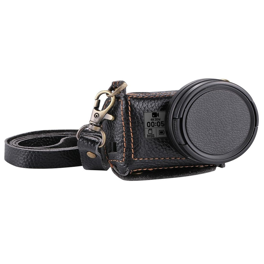 Genuine Leather Housing Case for Gopro Hero7 / 6 / 5 with Neck Strap and 52mm Uv Lens