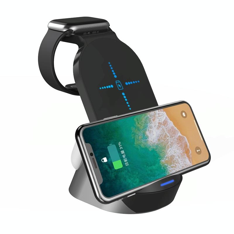 3 In 1 Wireless Charger For Iphone Apple Watch Airpods & Android Black