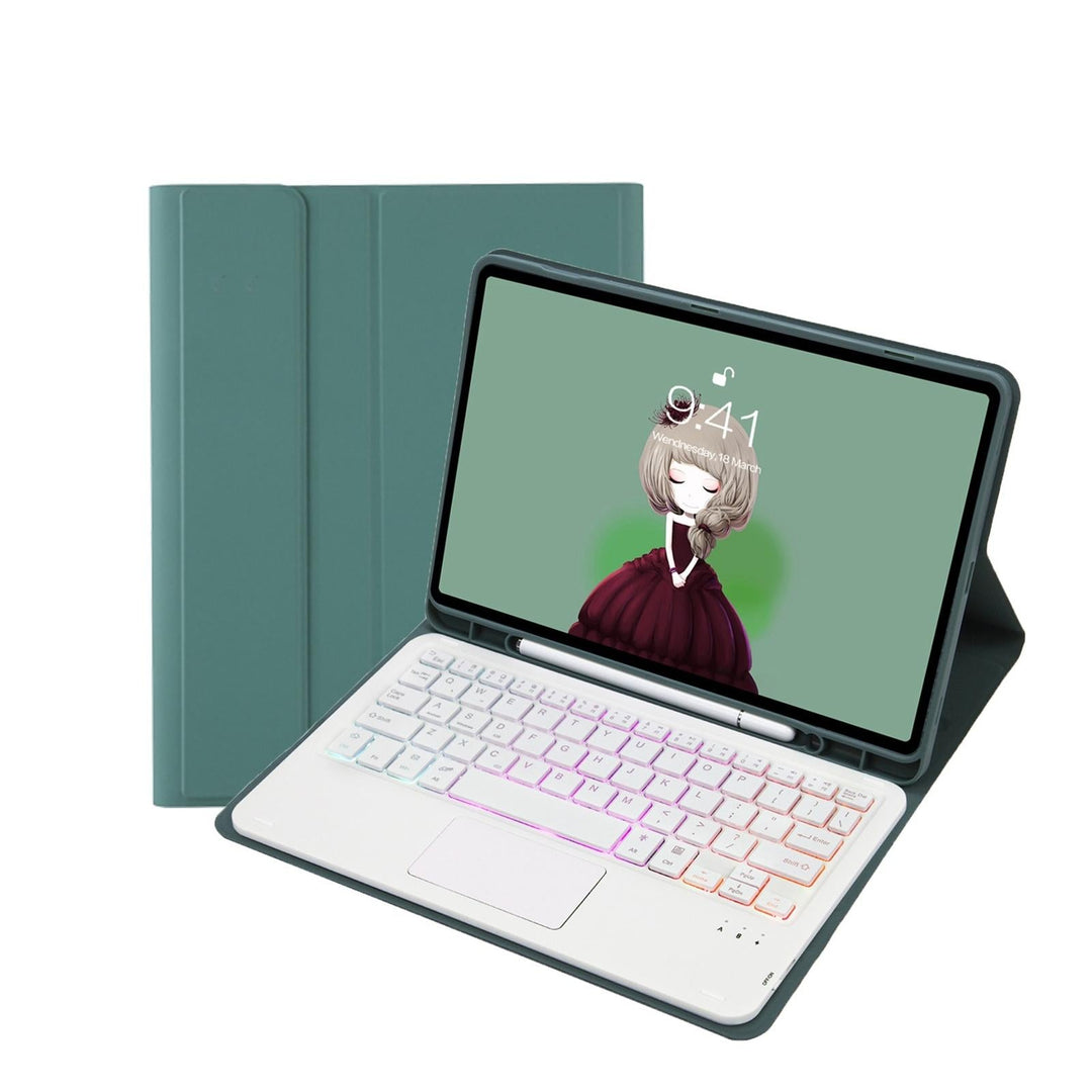 Bluetooth Keyboard Leather Case For Ipad 9.7 2018 & 2017 / Pro 9.7 / Air 2 With Touch Pad & Backlight - Dark Green