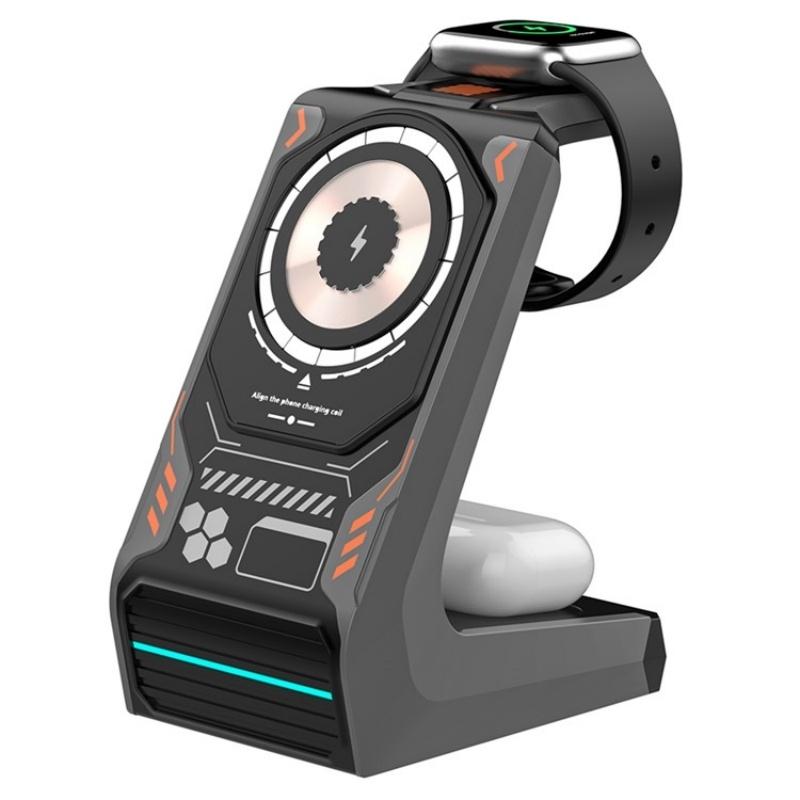 3 In 1 Wireless Charger For Mobile Phone And Earphones - Grey