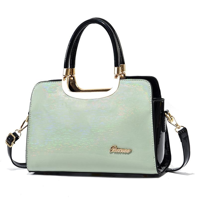 Large Capacity Leather Commuter Handbag - Bright - Light Green