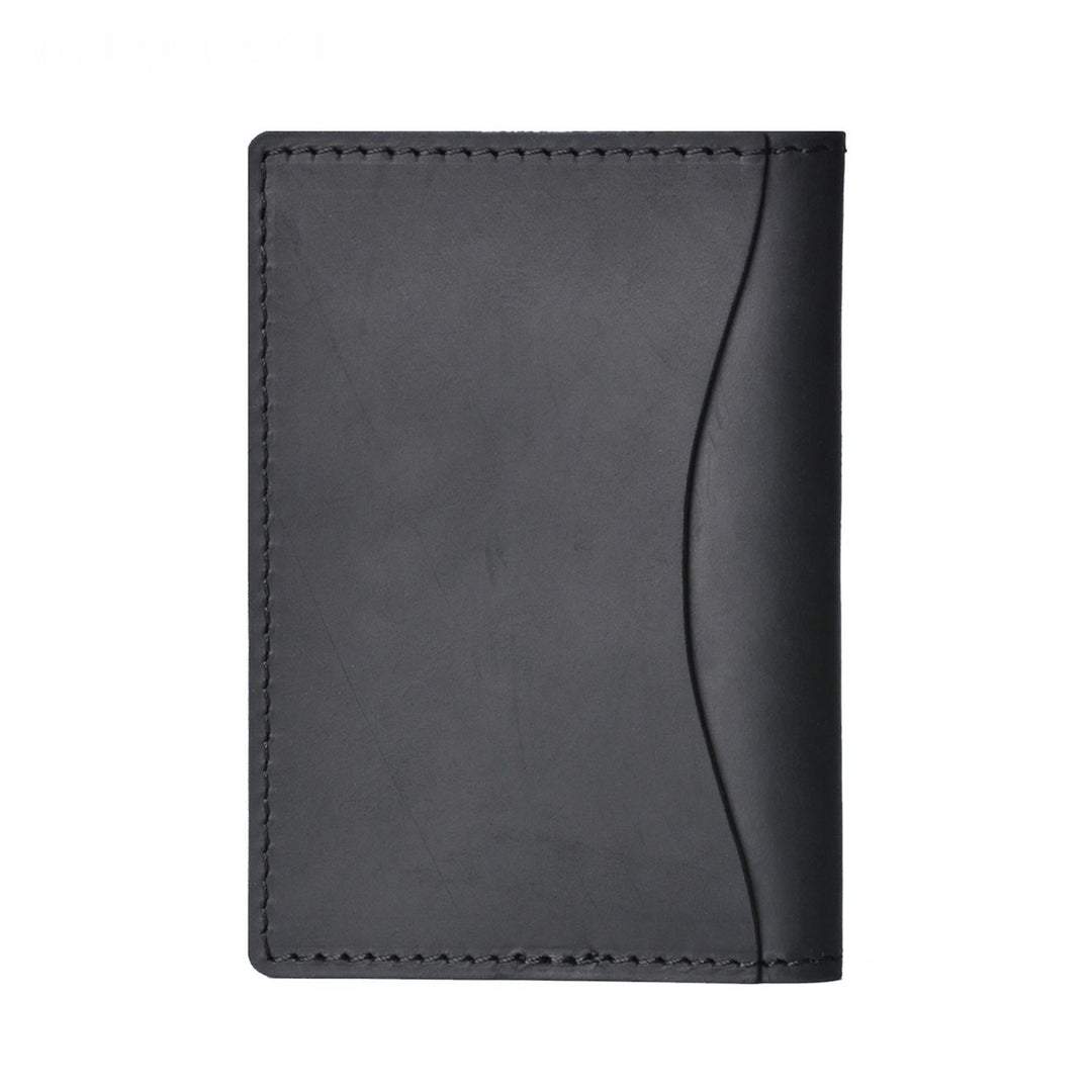 Minimalist Cowhide Card Holder Compact Wallet For Bank & Membership Cards - Black