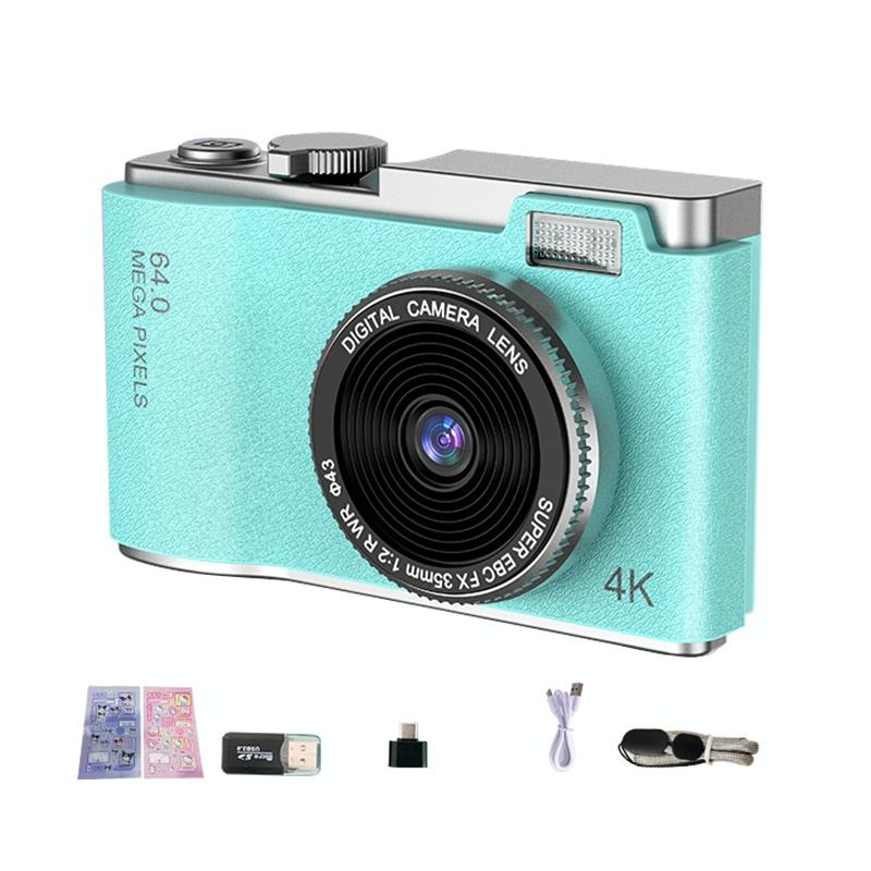 Retro Kids Camera With Dual-Lens 4K Hd Ccd - 2.4 Inch - Green
