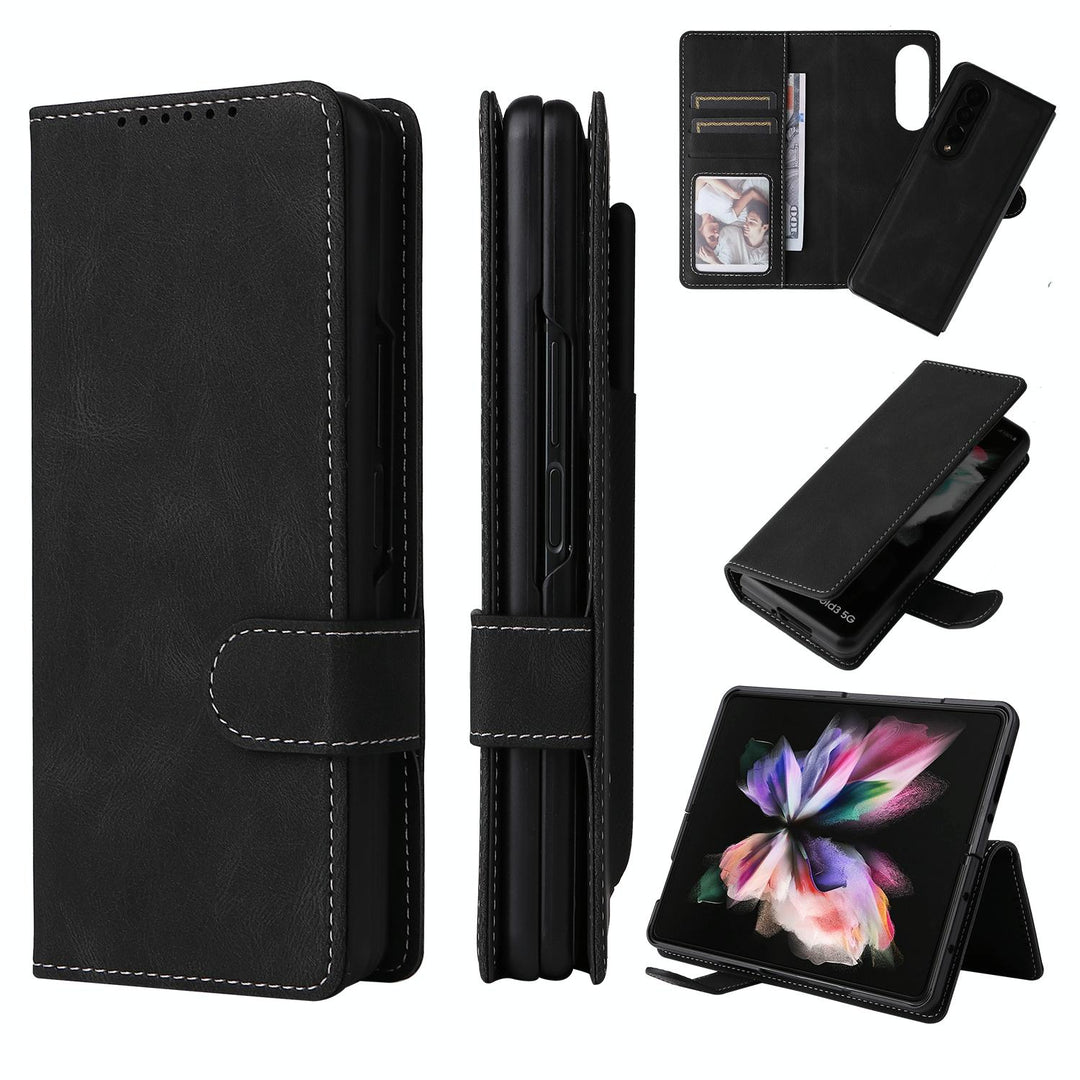 For Samsung Galaxy Z Fold4 5G Foldable Leather Case - Detachable - Black