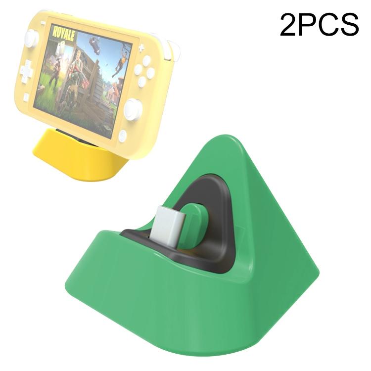 2-pack Portable Triangle Charger for Nintendo Switch / Lite - Dynamic Green