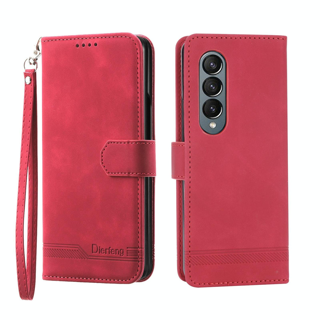 For Samsung Galaxy Z Fold4 5G Premium Leather Tpu Case - Red