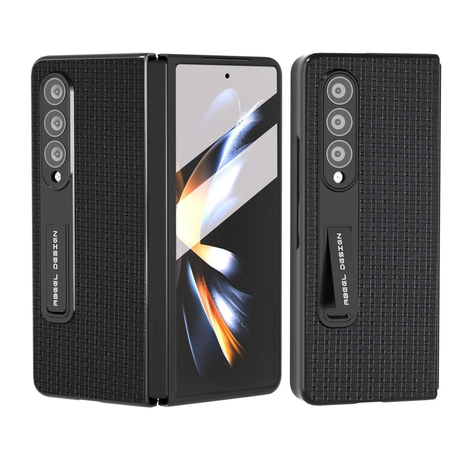 Premium Leather Phone Case with Holder for Samsung Galaxy z Fold 4 / 5g - Luxury Design - Black