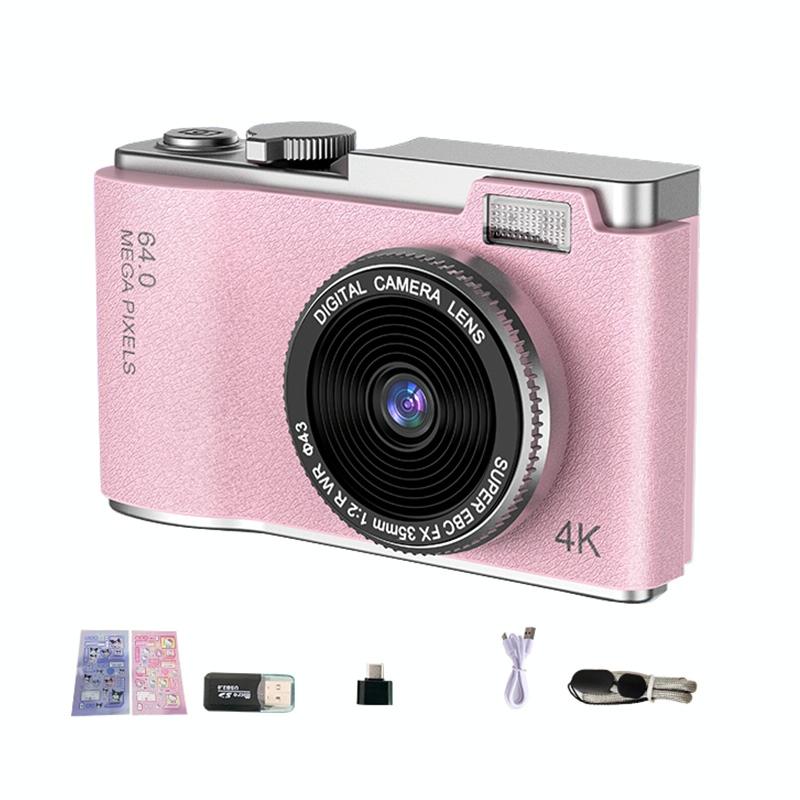 Retro Kids Camera With Dual-Lens 4K Hd Ccd - 2.4 Inch - Pink