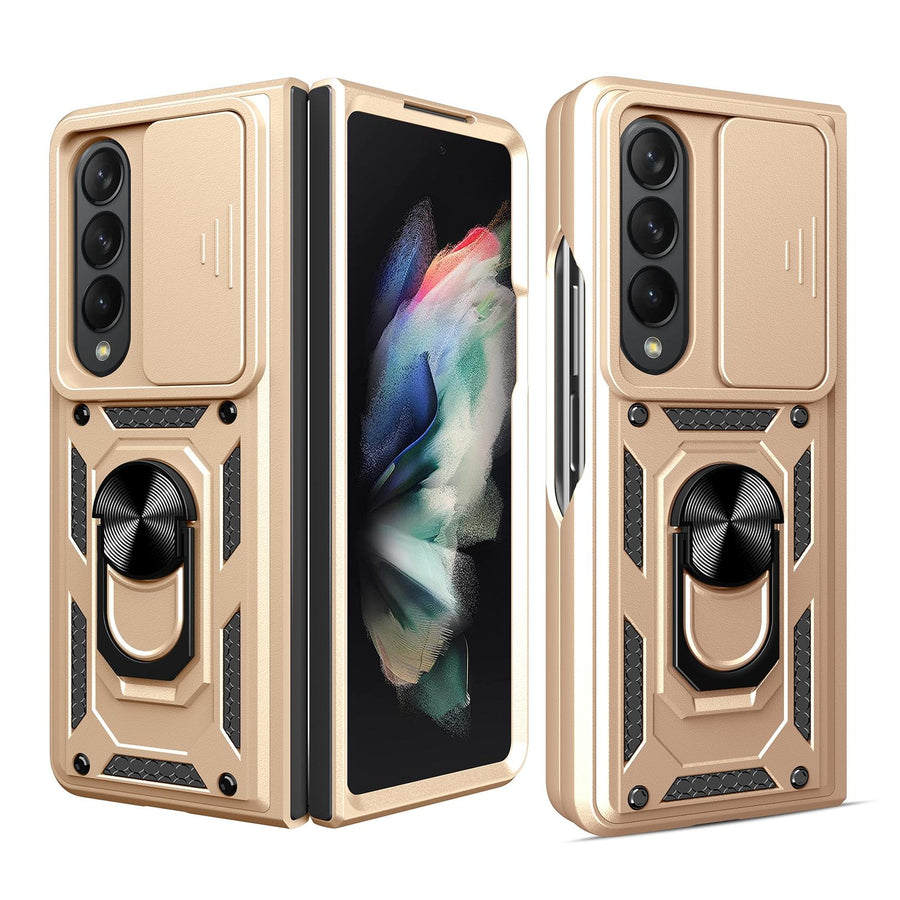 Samsung Galaxy z Fold 4 Tpu Pc Case with Sliding Camera Cover - Gold