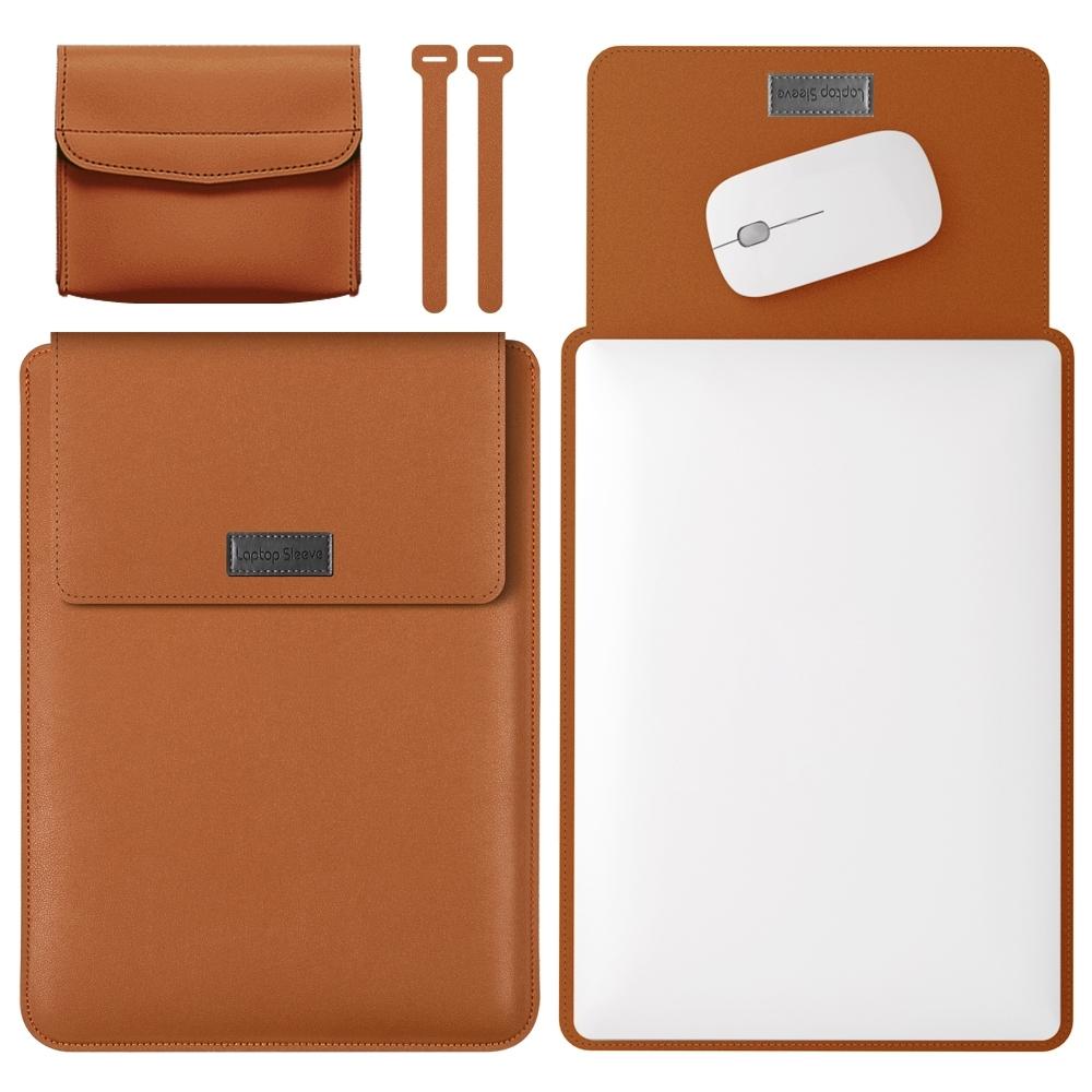 11 / 12 Inch Leather Computer Bag - Lightweight & Portable - 4 in 1 - Brown
