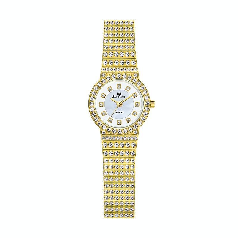 Starry Diamond Chain Women Wrist Watch - Golden Scale Surface