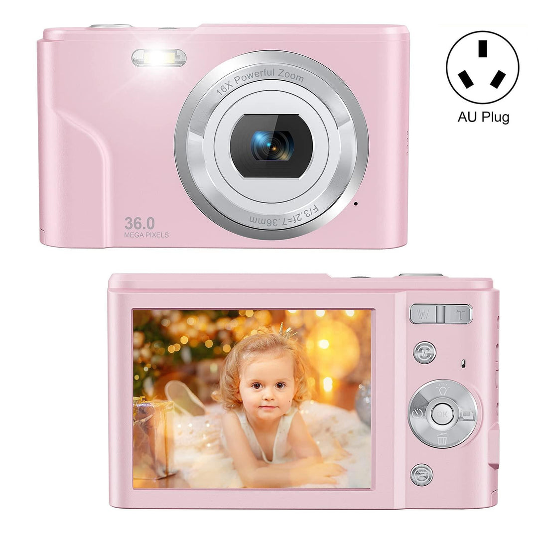 36mp 2.7k Full Hd Digital Camera with 16x Zoom for Children - 2.4 Inch Screen - Pink