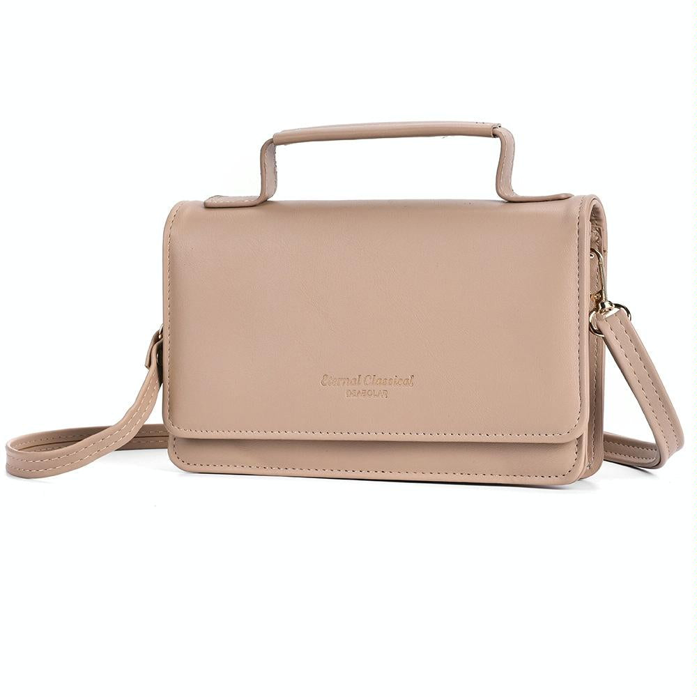 Versatile Small Square Shoulder Phone Bag - Compact & Functional - Khaki