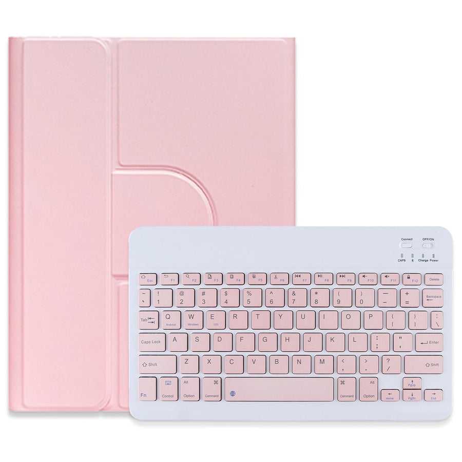360 Degree Rotatable Bluetooth Keyboard Leather Case - Square Button - Pink - For Ipad Air 2022 / Ipad Pro 11 2021