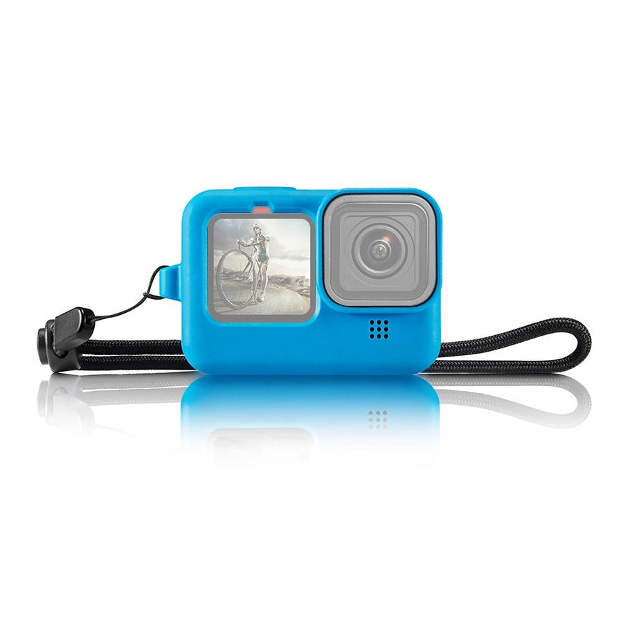 Silicone Case with Wrist Strap and Lens Cover for Gopro Hero 9-12 - Blue