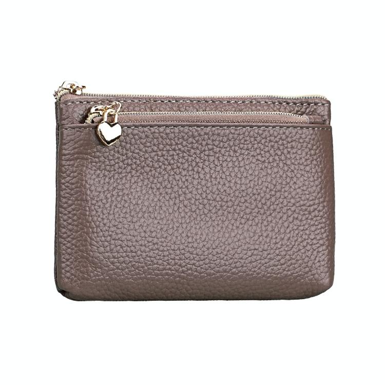 Spacious Litchi Texture Rfid Hand Wallet - Pale Pinkish Grey