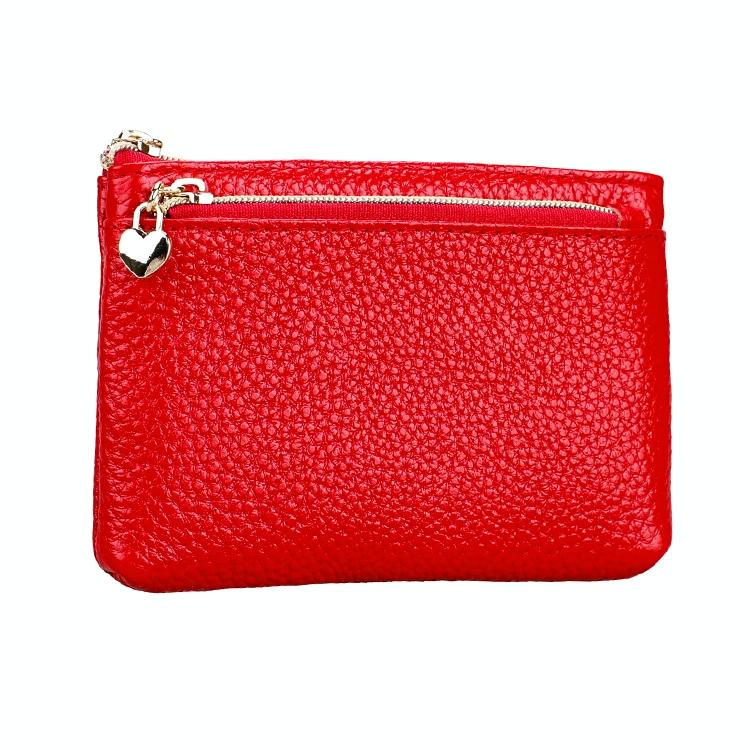 Spacious Litchi Texture Rfid Hand Wallet - Red