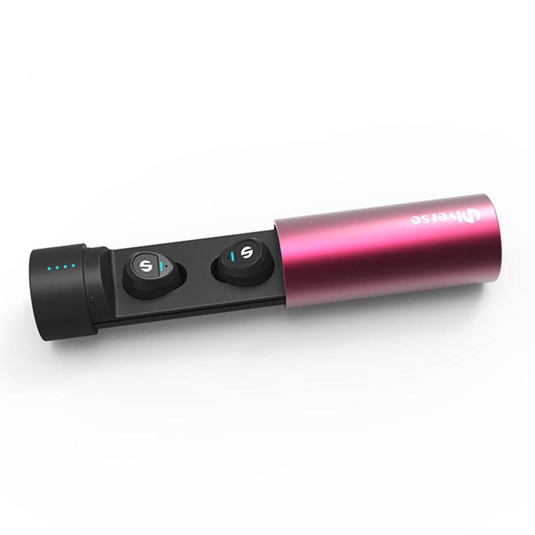 Waterproof Wireless Earbuds with Noise Cancelling and Charging Case - Red