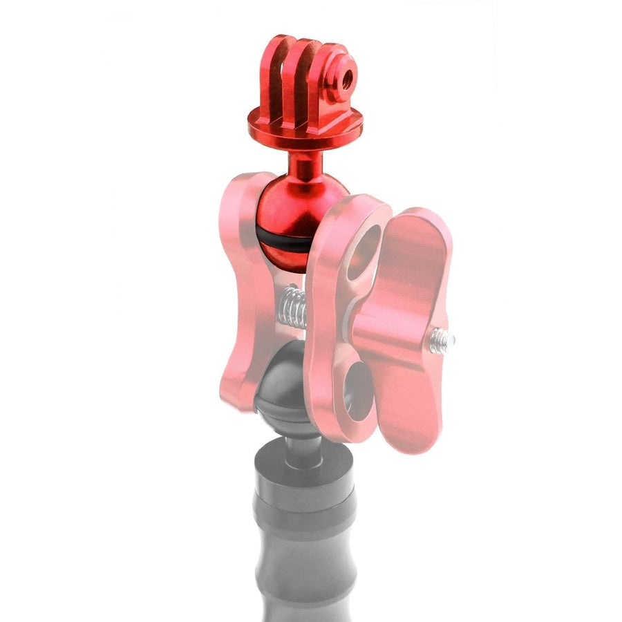 Aluminum Ball Head Adapter for Gopro Insta360 Dji Action Cameras - 2.5cm Diameter - Red