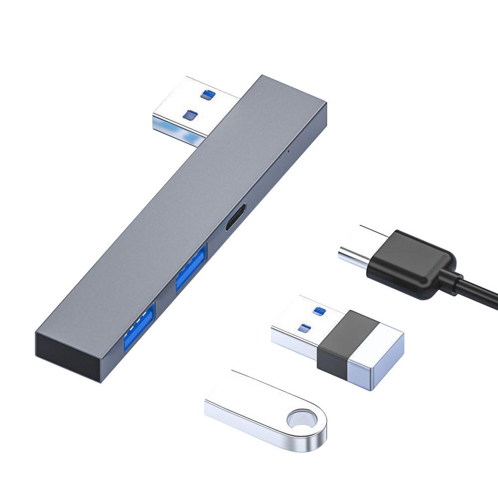 Usb Male To Usb 2.0+3.0+C Female Adapter Gray