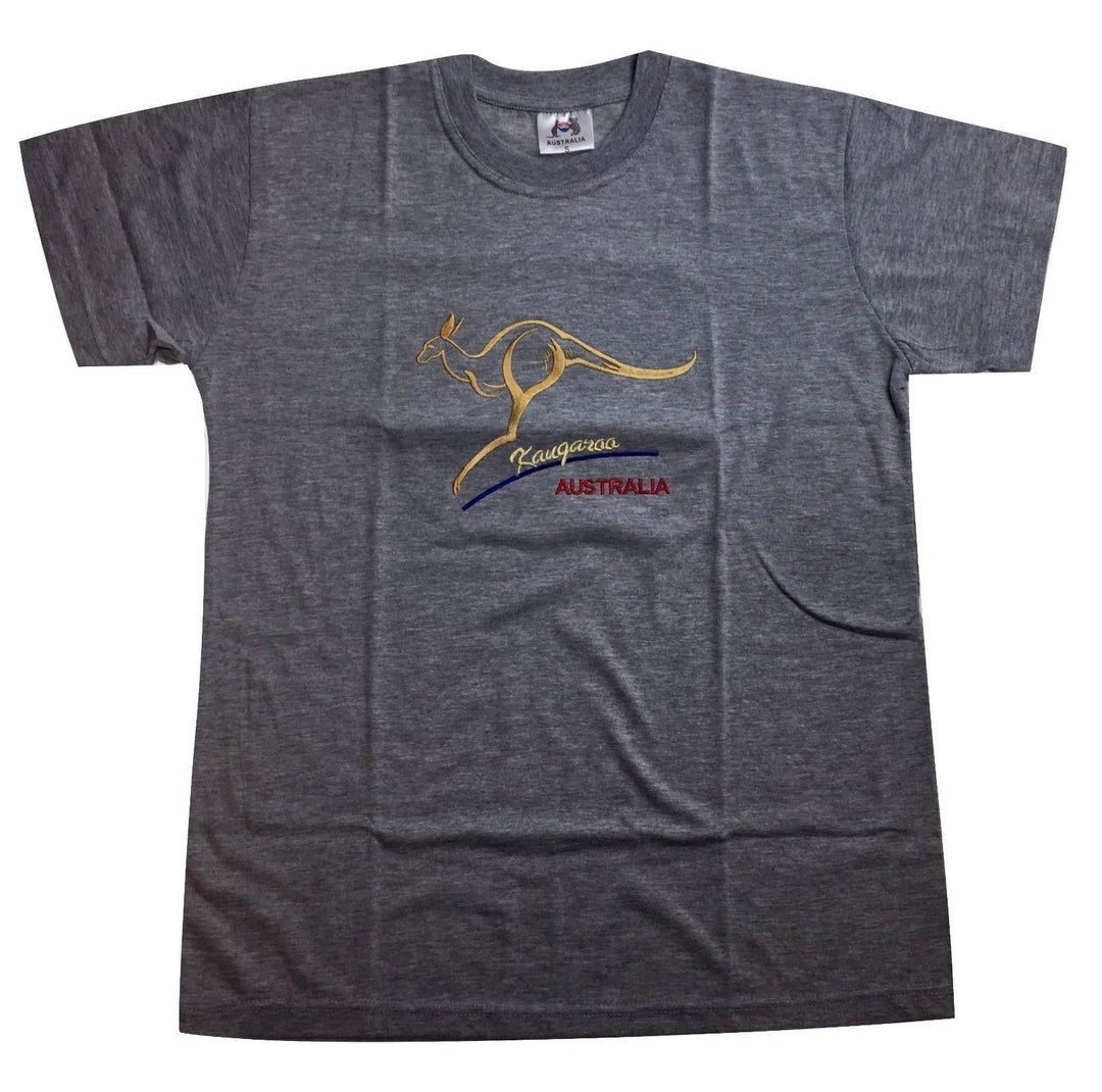 Adult Australian Kangaroo T Shirt Australia Day 100% Cotton Souvenir Tee Top - Grey - M