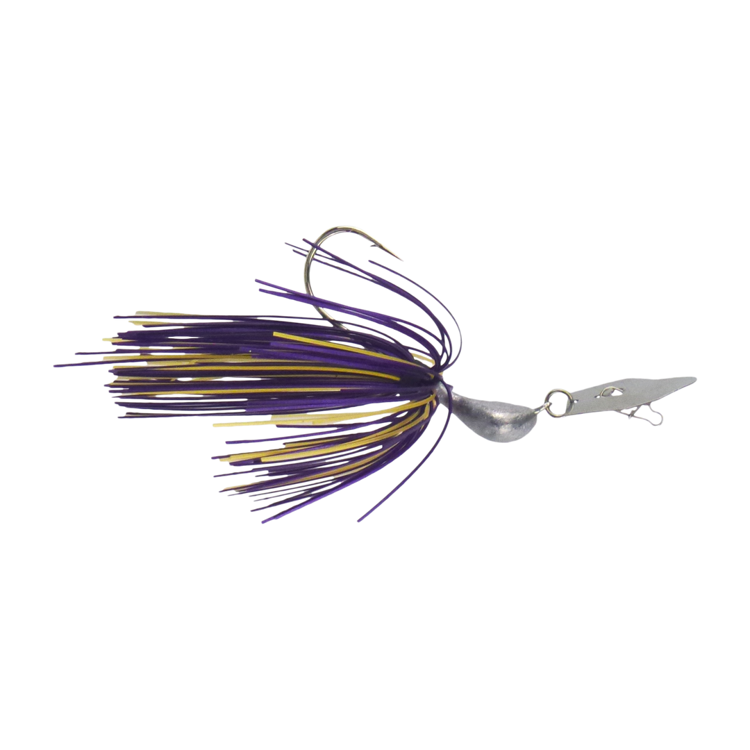 Dekoi 14gm Bladed Swim Jig, Chatterbait, Purple Gold, 2 pack