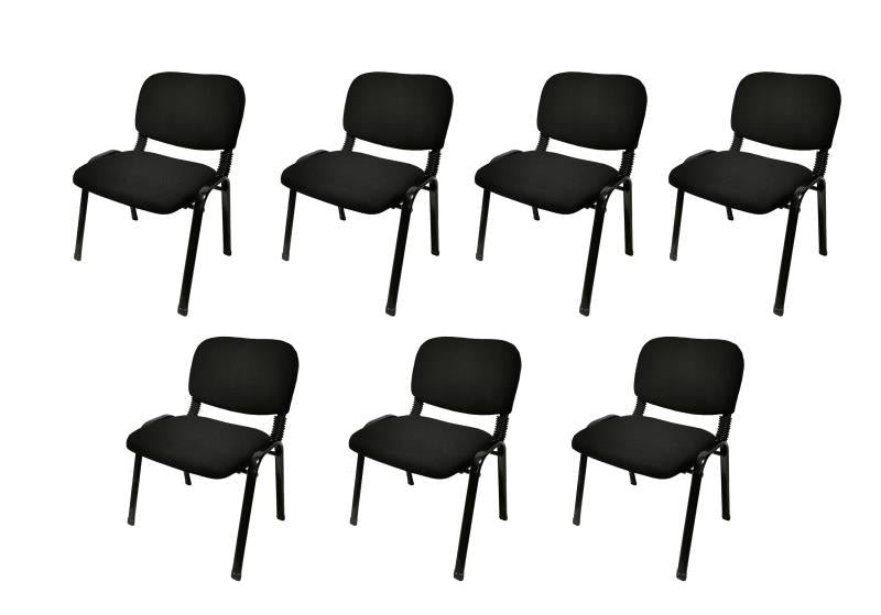 NNECN Stackable & Linkable Office Conference Visitor Community Chairs (Set of 7-Black)