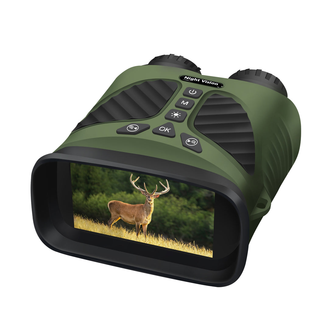 Green Digital Night Vision Binoculars - 3.0'' IPS Screen, 10X Optical Zoom, 2.5K Video Recording, Infrared for 300m Rang