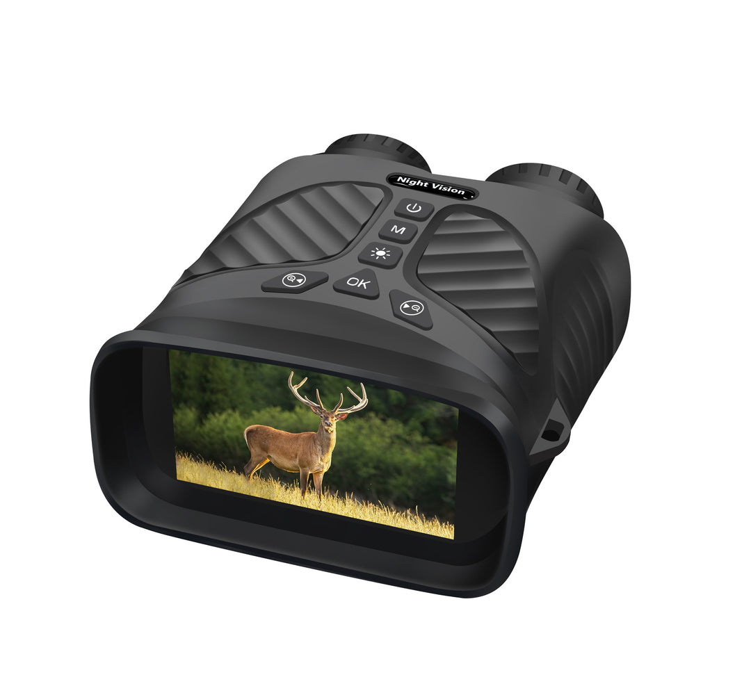 Black Digital Night Vision Binoculars - 3.0'' IPS Screen, 10X Optical Zoom, 2.5K Video Recording, Infrared for 300m Rang