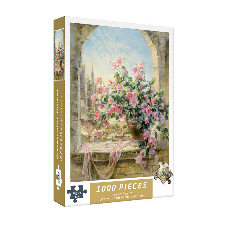 (2 PCS) 1000-Piece Flower Jigsaw Puzzle - High Difficulty Stress-Relief Toy