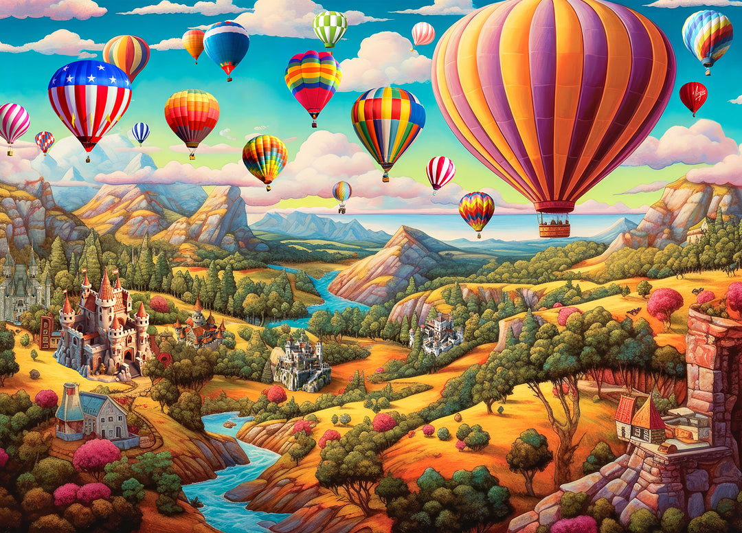 1000 Piece Hot Air Balloon Adventure Jigsaw Puzzle for Adults - Difficult Paper Puzzle for Adults with Beautiful Scenery