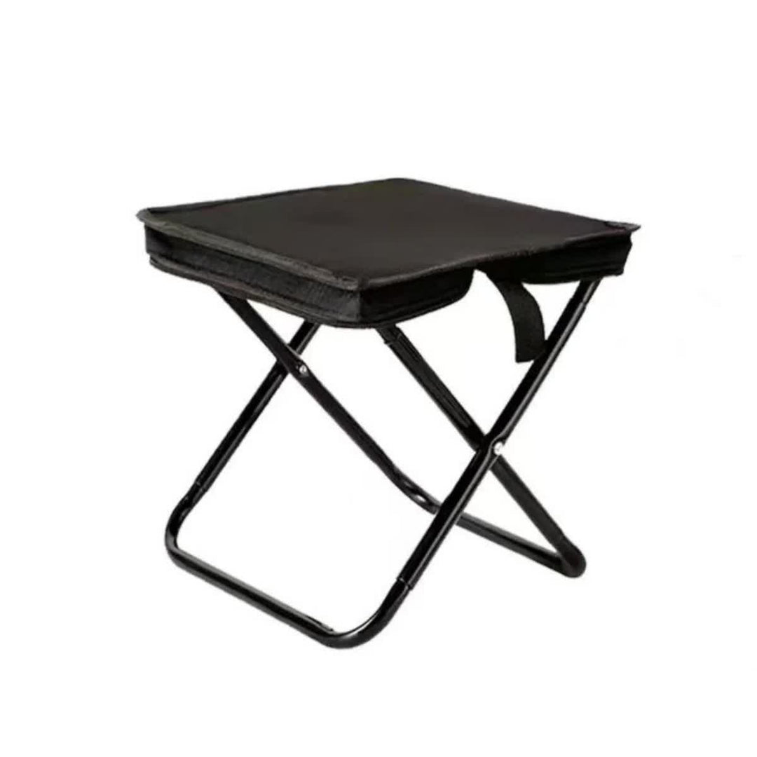Black Outdoor Folding Stool with Carrying Handle - Portable Camping Seat, Fishing Chair, Collapsible Zipper Stool for Ou