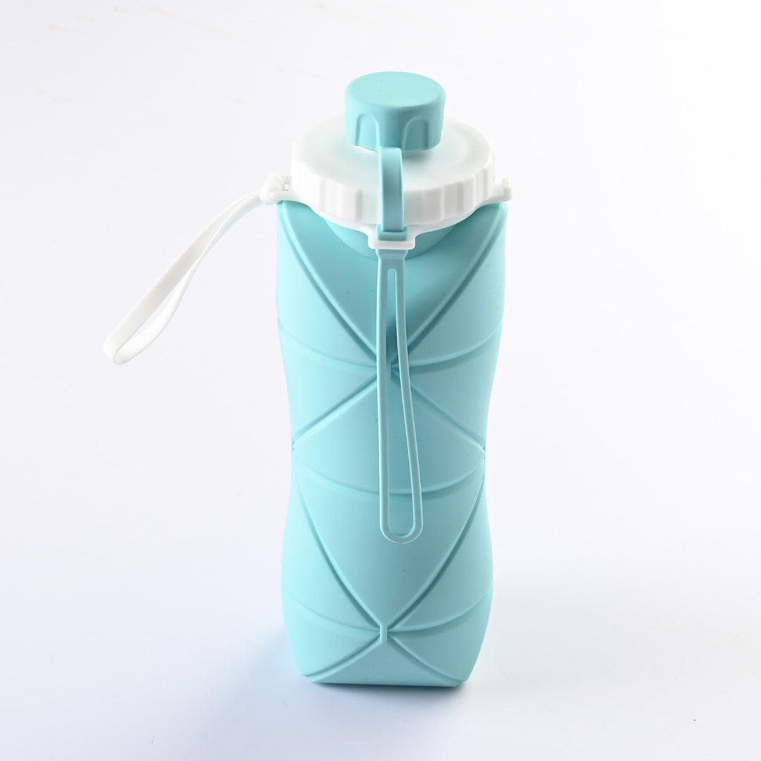 Blue 600ml Silicone Folding Water Bottle - Eco-Friendly Collapsible Travel Bottle600ml Silicone Folding Water Bottle - E