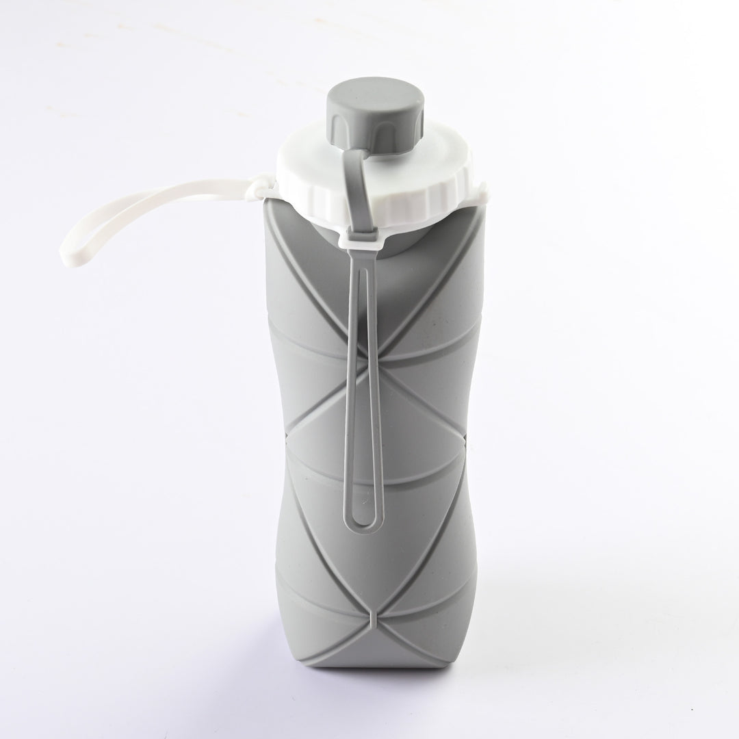 Grey 600ml Silicone Folding Water Bottle - Eco-Friendly Collapsible Travel Bottle600ml Silicone Folding Water Bottle - E