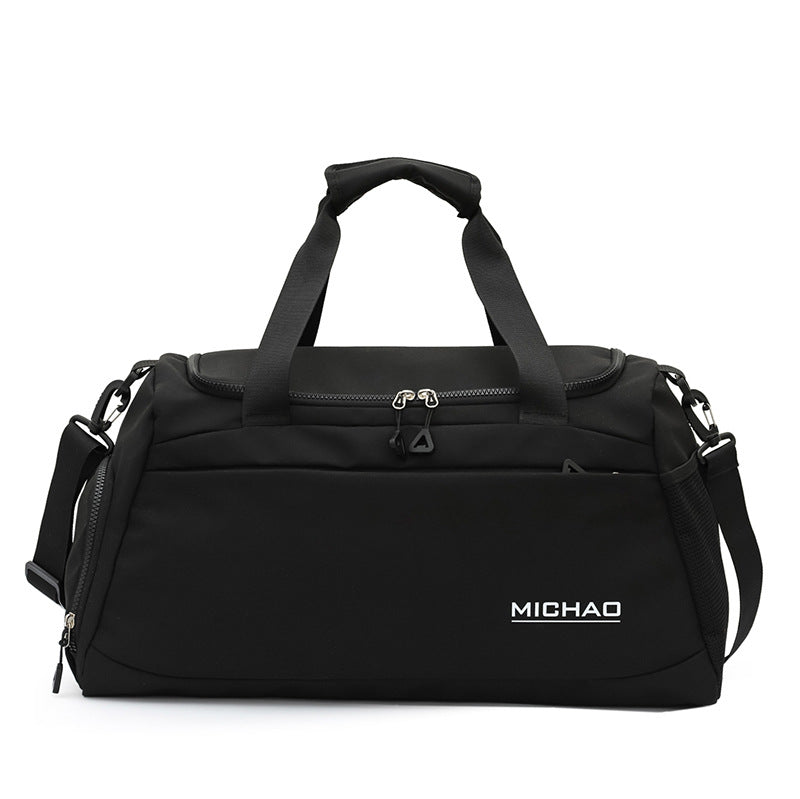 Black Large Capacity Gym Bag with Wet and Dry Separation – Multifunctional Travel, Sports, and Swimming Bag for Men an