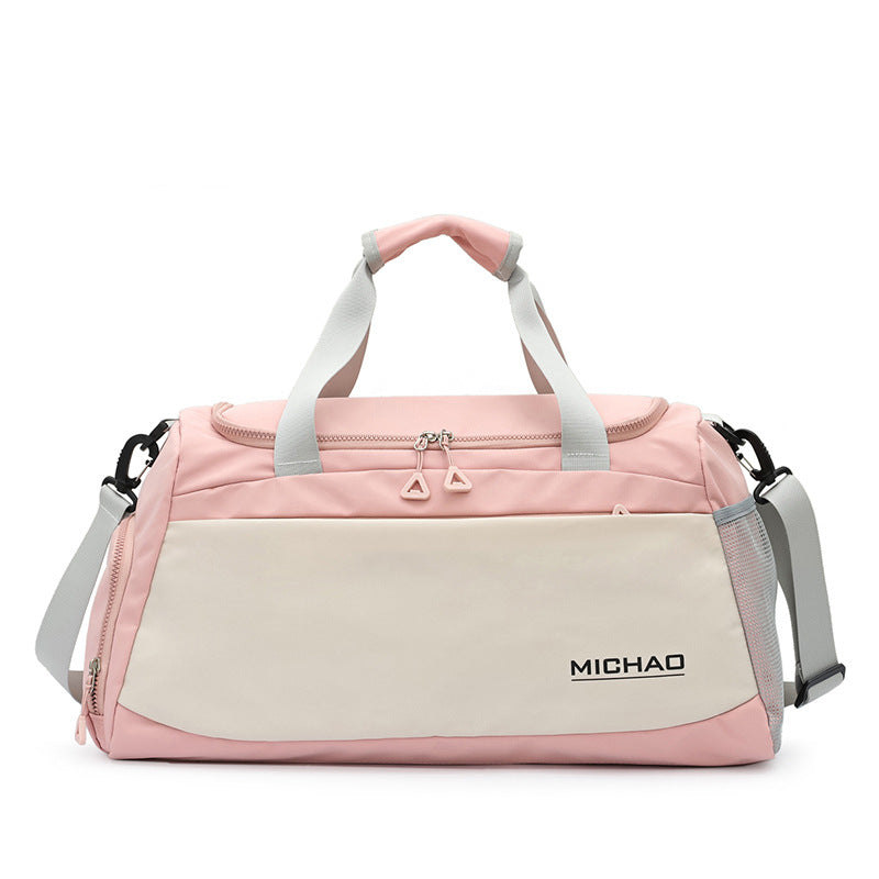 Pink Large Capacity Gym Bag with Wet and Dry Separation – Multifunctional Travel, Sports, and Swimming Bag for Men and