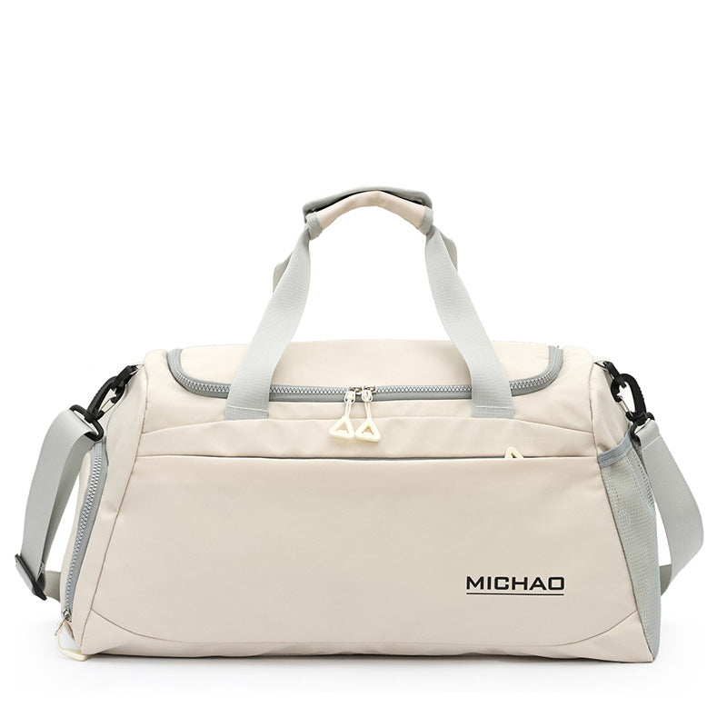 White Large Capacity Gym Bag with Wet and Dry Separation – Multifunctional Travel, Sports, and Swimming Bag for Men an