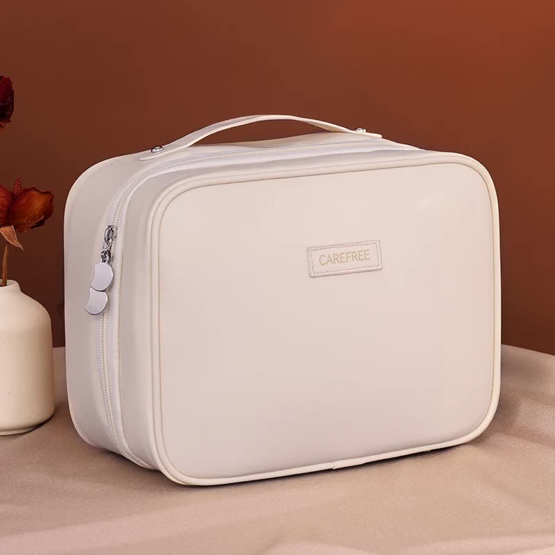 White 5-in-1 Multi-Function PU Makeup Organizer – Large Capacity Cosmetic Storage Bag with Dividers, Portable and Prem